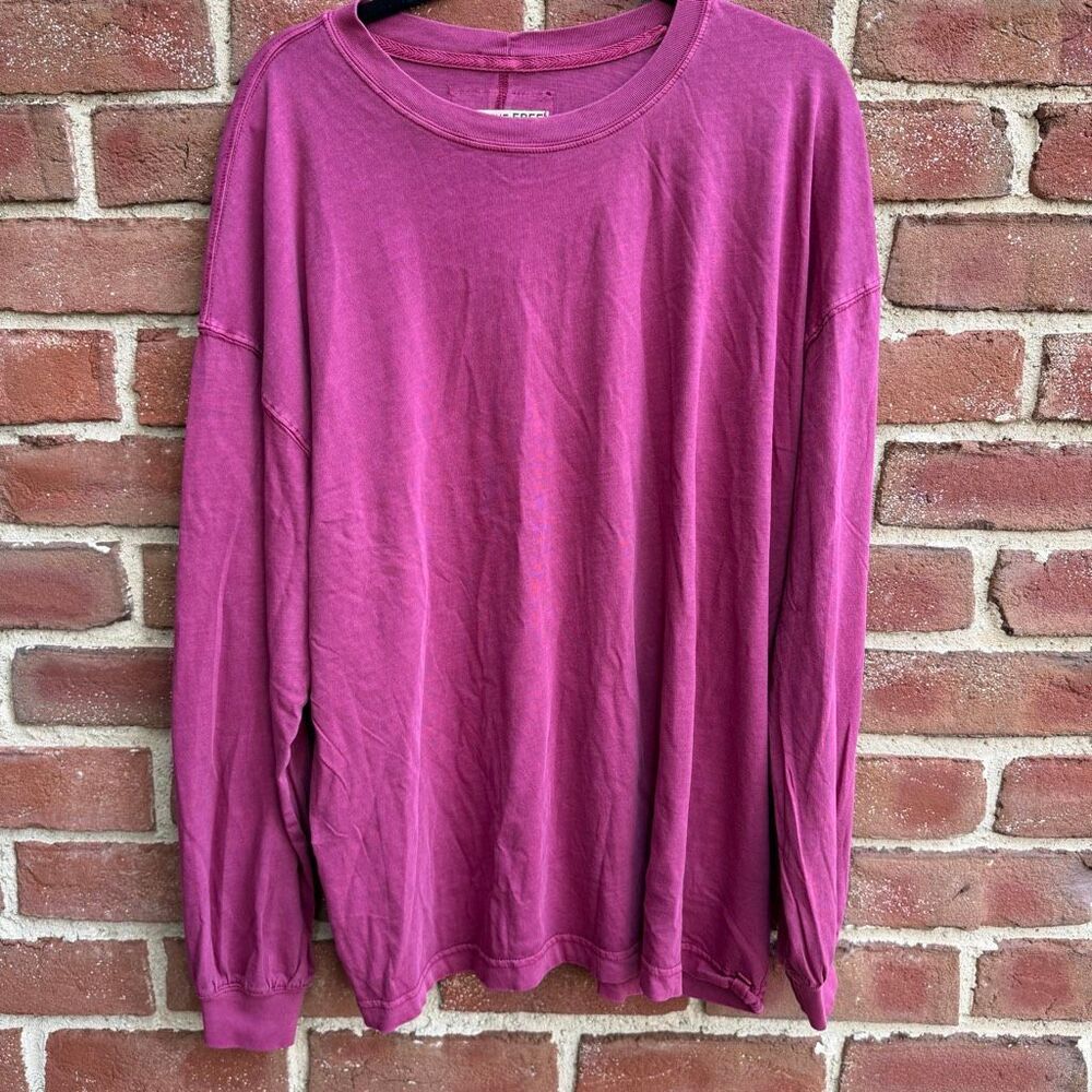 Free people We The Free Perfect Oversized long sleeve Tee roses S NEW - Picture 2 of 8